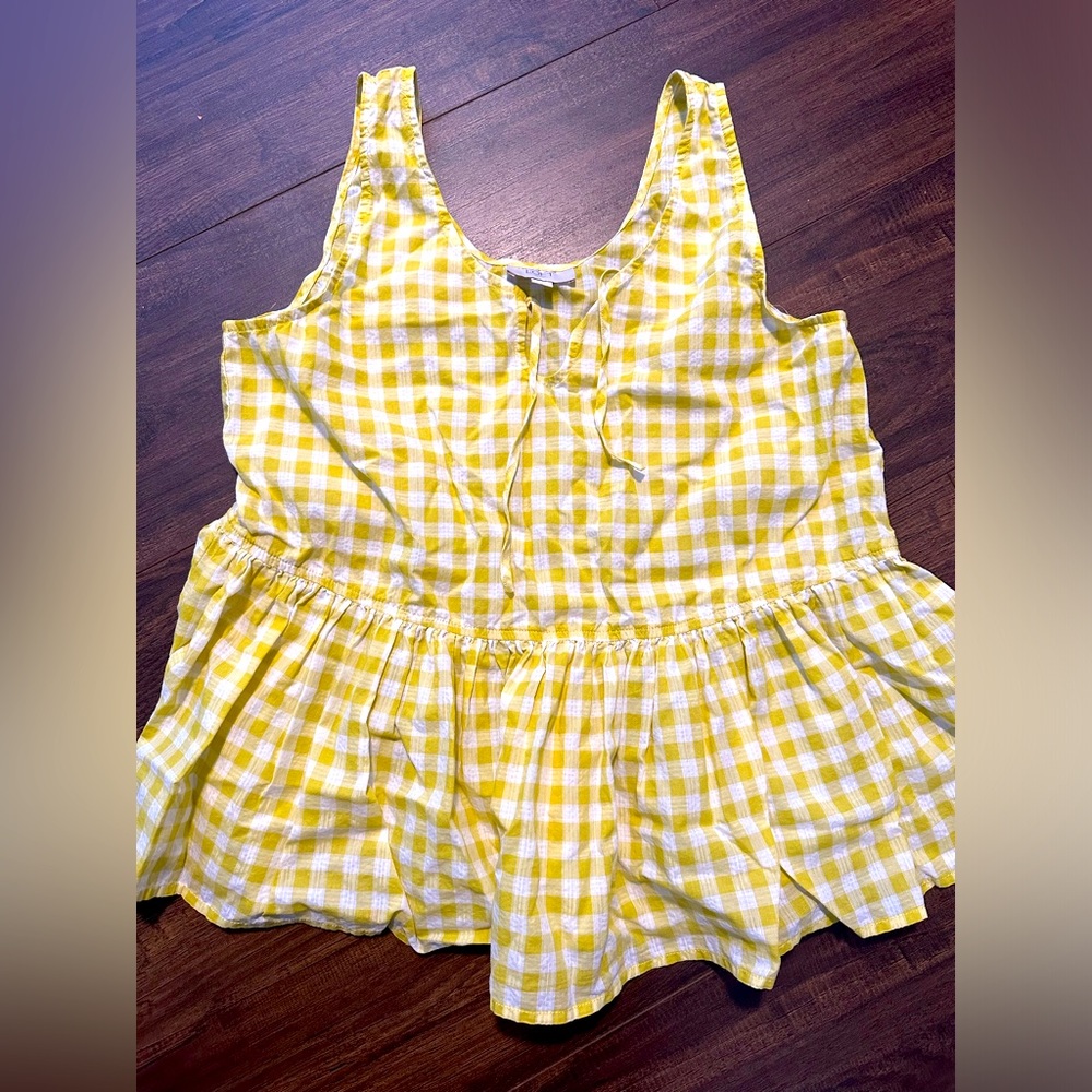 Green and white gingham top, medium